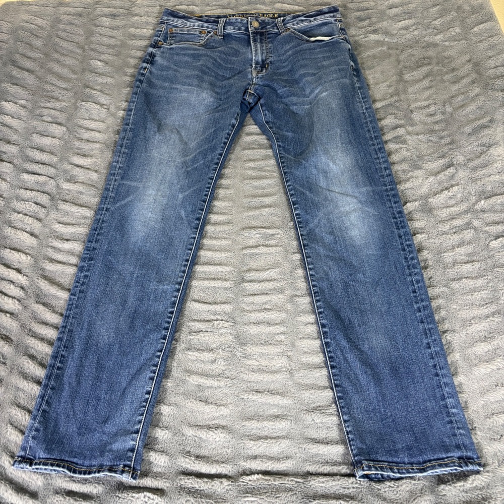 American Eagle Slim Straight Extreme Flex Jeans Mens 34x34 Medium Wash Blue
